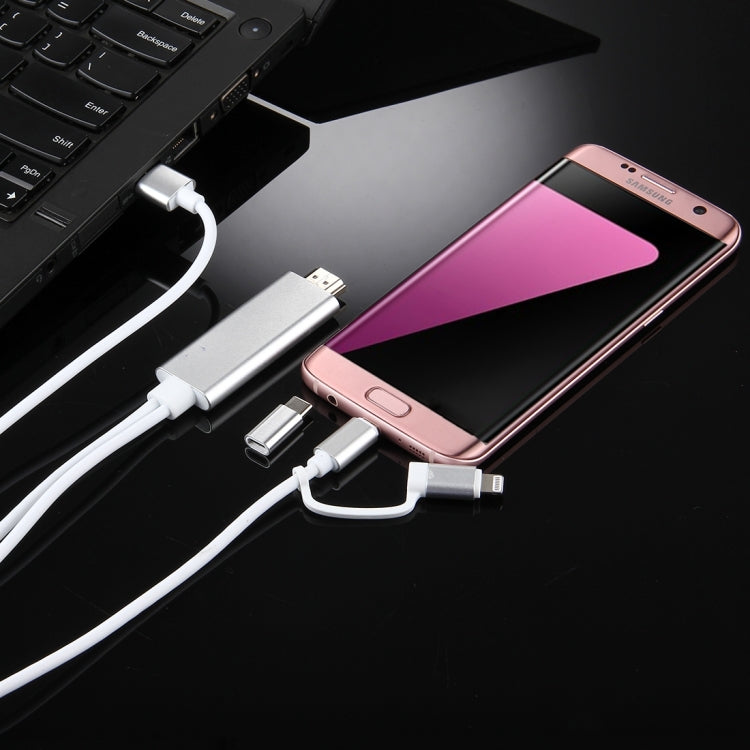 Cavo adattatore HDMI 3 in 1 Micro USB, 8 pin e Tipo C