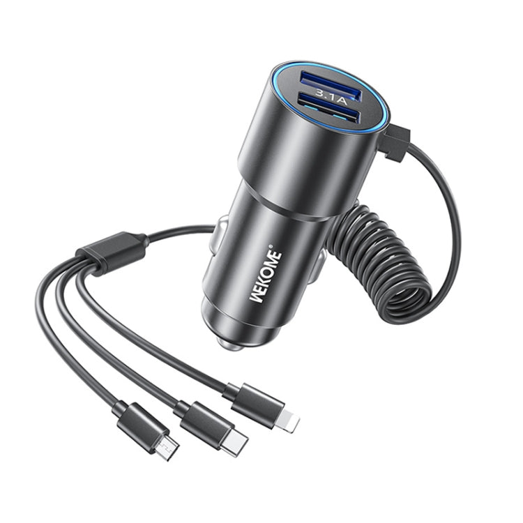 WK WP-C44 Pop Digital Series Ciahung 3-in-1 Caricatore per auto veloce Dual-USB cablato da 33 W, WP-C44 (Black), WP-C44 (Green), WP-C44 (Silver)