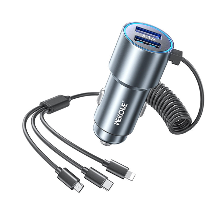 WK WP-C44 Pop Digital Series Ciahung 3-in-1 Caricatore per auto veloce Dual-USB cablato da 33 W, WP-C44 (Black), WP-C44 (Green), WP-C44 (Silver)