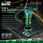 WK WP-C44 Pop Digital Series Ciahung 3-in-1 Caricatore per auto veloce Dual-USB cablato da 33 W, WP-C44 (Black), WP-C44 (Green), WP-C44 (Silver)