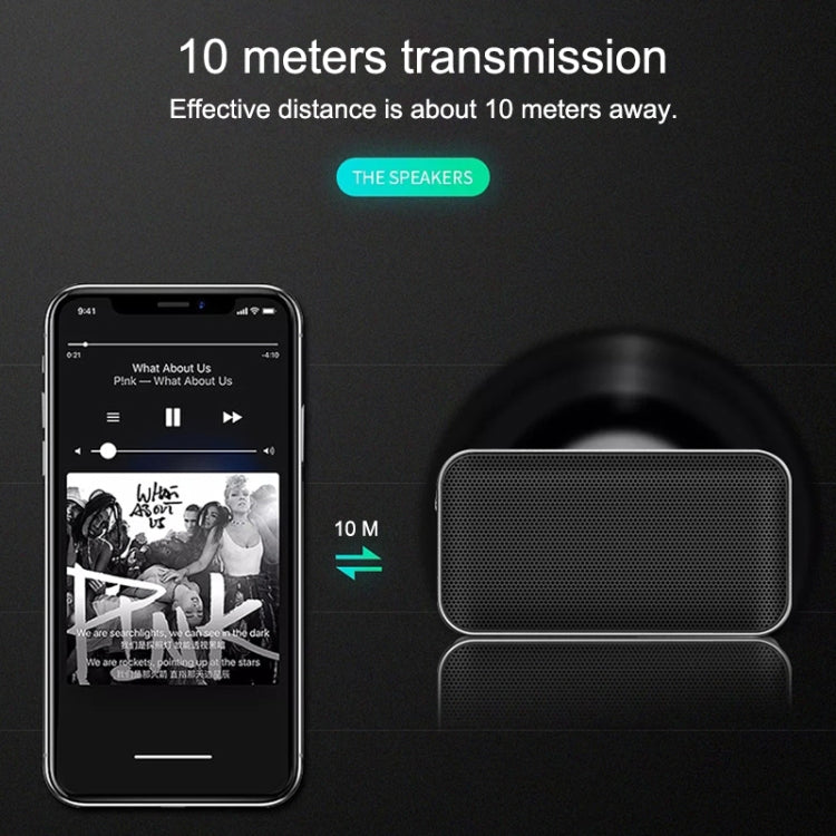 Mini altoparlante Bluetooth wireless ultrasottile portatile da esterno BT209, supporto scheda TF e chiamate in vivavoce, Black, Silver