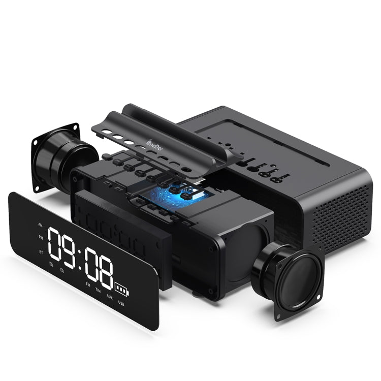 Oneder V06 Smart Sound Box Altoparlante Bluetooth wireless, Sveglia con schermo LED, Supporto vivavoce, Scheda FM e TF, Unità AUX e USB