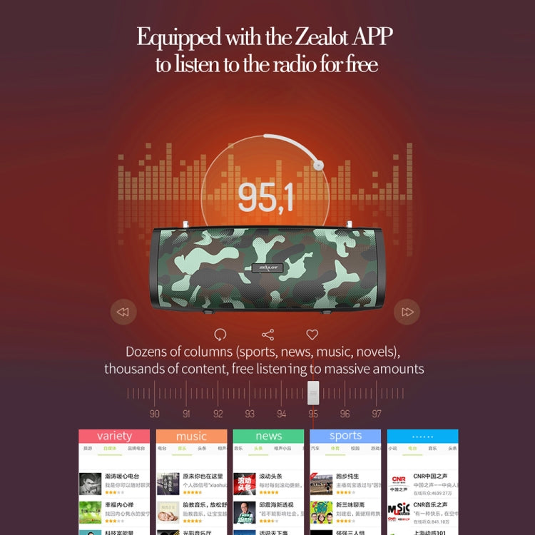 ZEALOT S38 Subwoofer portatile Altoparlante Bluetooth wireless con microfono incorporato, supporto per chiamate in vivavoce, scheda TF e AUX