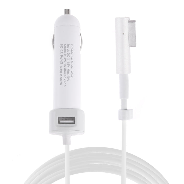 Caricabatteria da auto con interfaccia USB da 45 W 5,1 V 2,1 A con cavo dati interfaccia MagSafe da 14,5 V 3,1 A L, 14.5V 3.1A L MagSafe