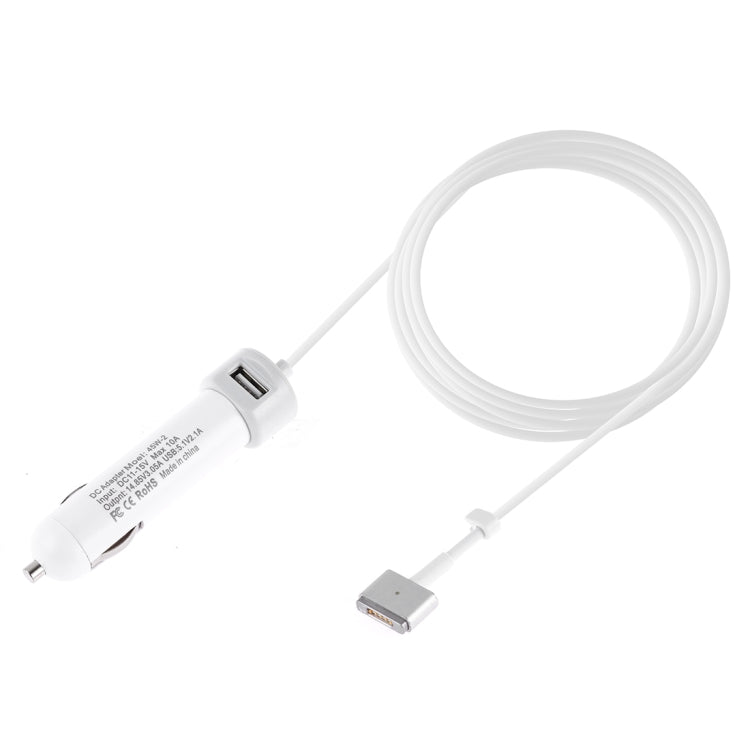 Caricabatteria da auto con interfaccia USB 45W-2 5,1 V 2,1 A con cavo dati interfaccia MagSafe 2 da 14,85 V 3,05 A T, 14.85V 3.05A T MagSafe 2