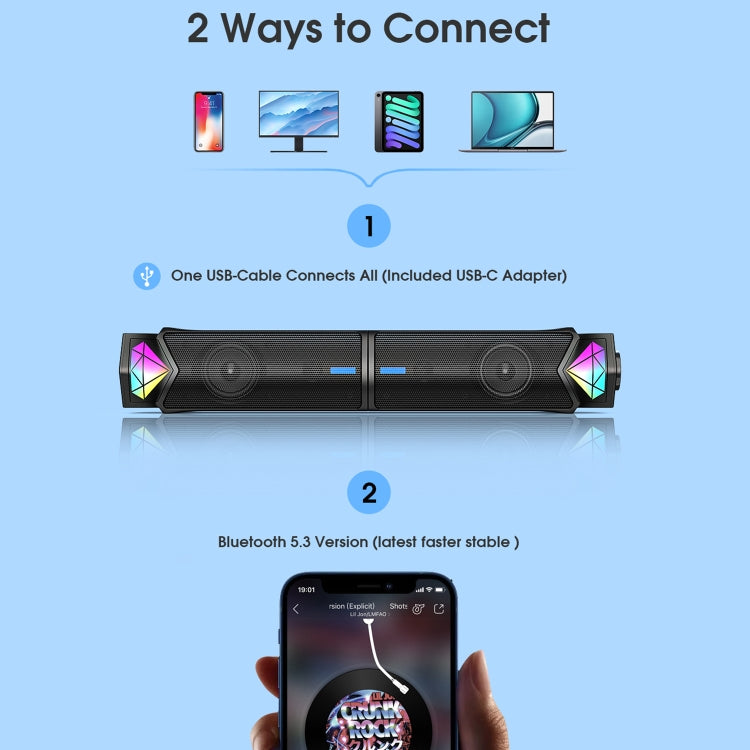 Altoparlante wireless Bluetooth USB portatile da esterno con luce RGB L1 con microfono, L1