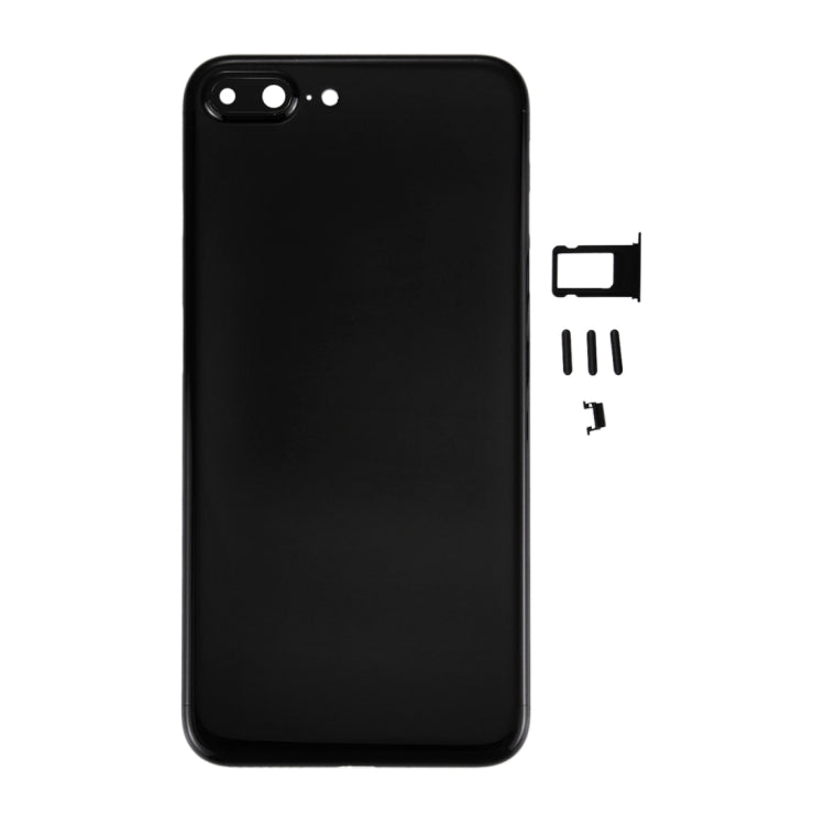 6 in 1 per iPhone 7 Plus (cover posteriore + vassoio scheda + tasto controllo volume + pulsante accensione + tasto vibrazione interruttore mute + insegna) Cover alloggiamento completo (Jet Black), For iPhone 7 Plus Jet Black