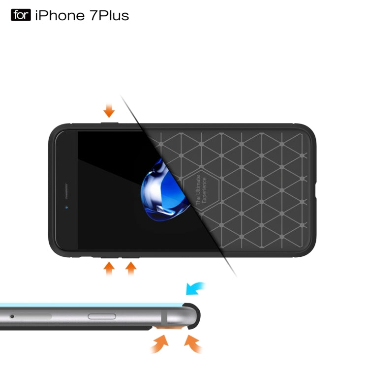 Per iPhone 7 Plus Custodia protettiva robusta per armatura in fibra di TPU con trama spazzolata, For iPhone 7 Plus, For 8P & 7P, For 7 Plus