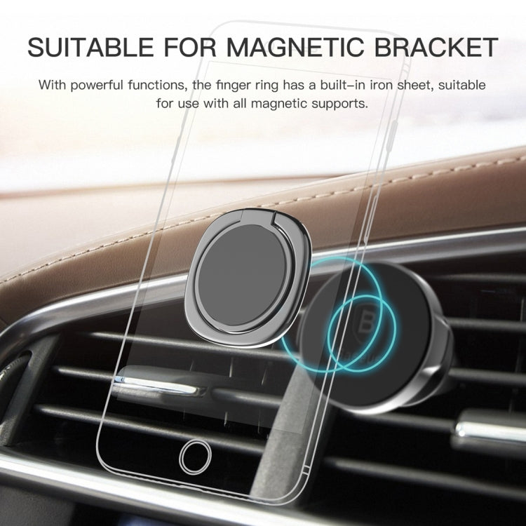 Baseus Staffa universale di supporto per anello in metallo Privity ruotabile a 360 gradi per iPhone, Samsung, HTC, LG, Huawei, Xiaomi, vivo, OPPO, telefoni cellulari o tablet Meizu, lamiera di ferro incorporata, magneti di supporto