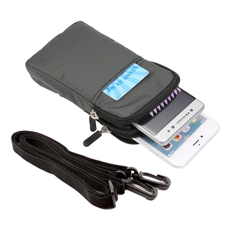 Marsupio sportivo/borsa a tracolla sportiva con cerniera a doppio strato con struttura scozzese multifunzione universale per iPhone X e 7 e 7 Plus / Galaxy S9+ / S8+ / Note 8 / Sony Xperia Z5 / Huawei Mate 8, dimensioni: 16,5 x 9,0 x 3,0 cm