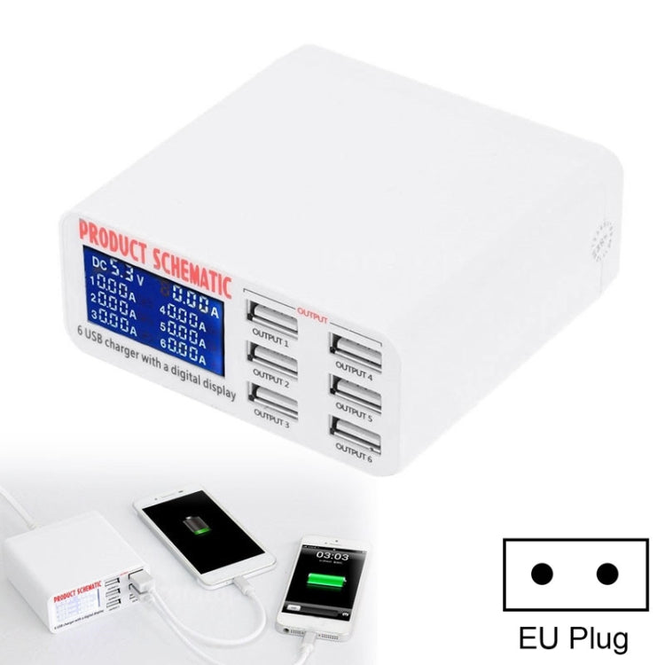 Caricabatterie rapido 30W 6 porte USB LCD