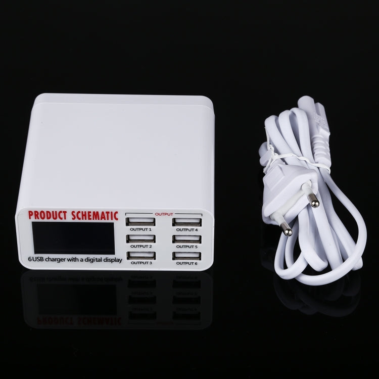 Caricabatterie rapido 30W 6 porte USB con display LCD