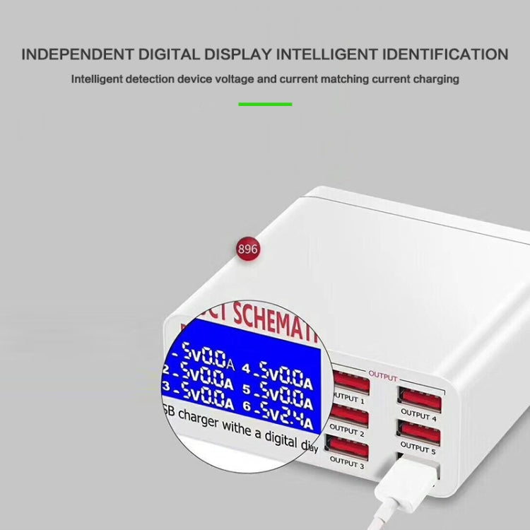 Caricabatterie rapido 30W 6 porte USB con display LCD