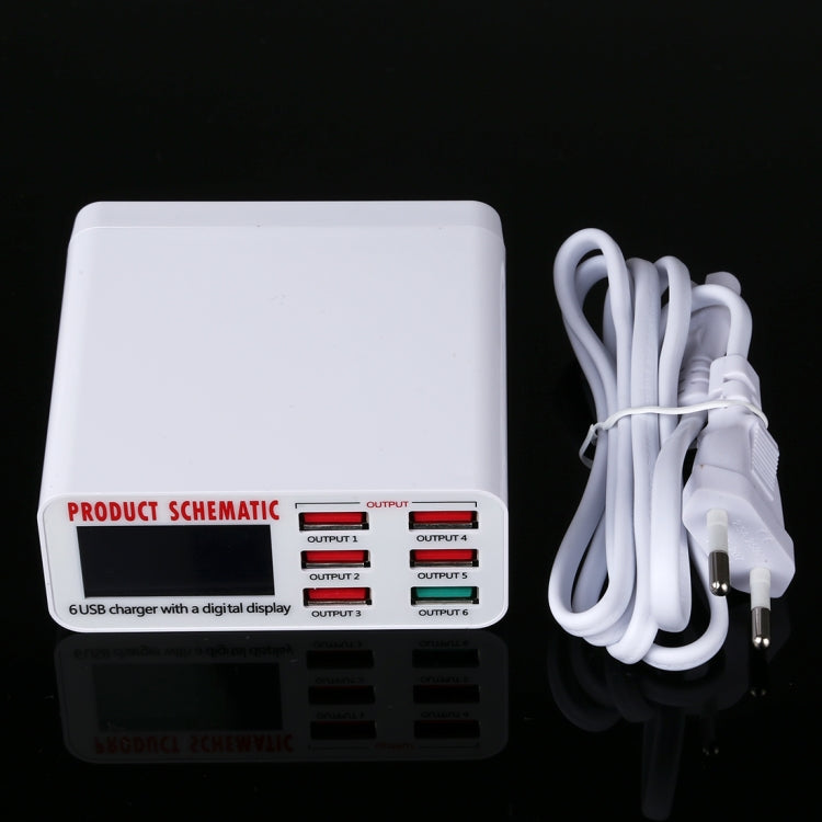 Caricabatterie rapido 40W 6 porte USB con display LCD