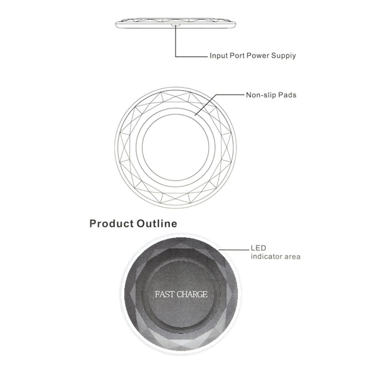 Caricabatterie wireless ricarica rapida Qi Diamond