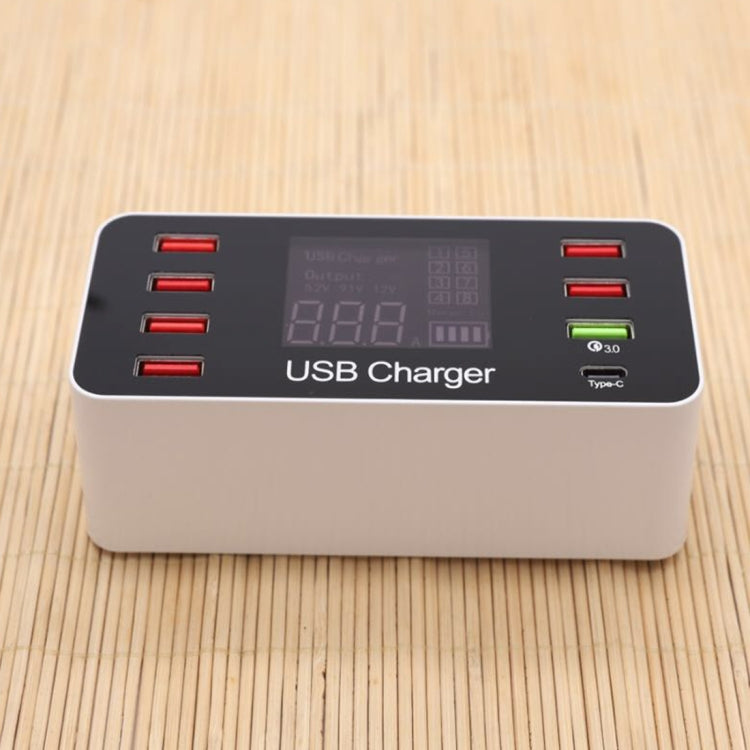 Caricatore USB A9+ 8 porte con display LCD 40W
