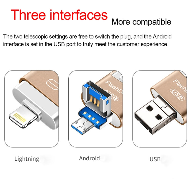 Chiavetta USB in metallo a doppio uso per computer USB 3.0 + 8 pin da 128 GB + Mirco USB Android iPhone, 128GB USB 3.0