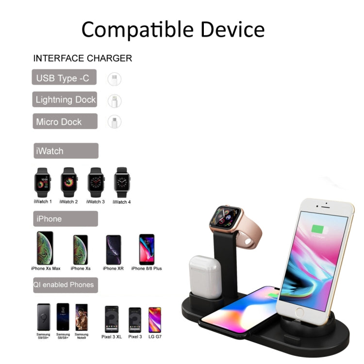 Caricatore wireless 5 in 1 per smartphone e accessori