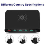 Caricabatterie USB QC 3.0 7 in 1 con supporto smartphone