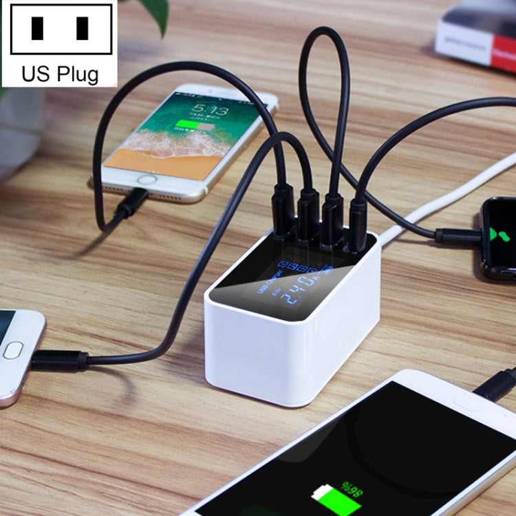 CDA30 20W 3 porte USB + porte USB-C/Type-C Caricabatterie multifunzione con display LED, presa USA, US Plug