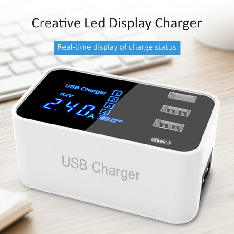 CDA30 20W 3 porte USB + porte USB-C/Type-C Caricabatterie multifunzione con display LED, presa EU, EU Plug