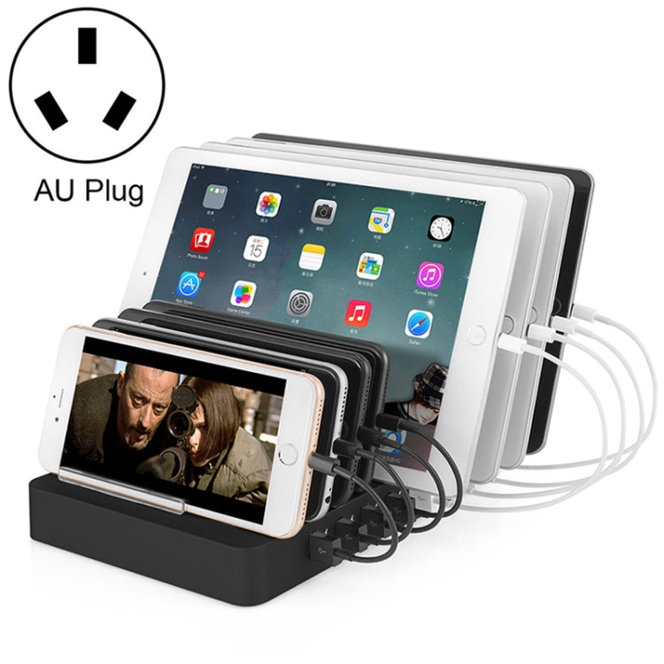 Caricabatterie intelligente X6 96W 2.4A 8 porte USB con cornice rimovibile, spina AU, AU Plug Black, AU Plug White