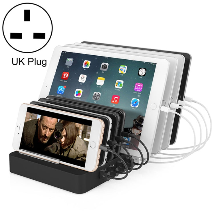 Caricabatterie intelligente X6 96W 2.4A 8 porte USB con cornice rimovibile, presa UK, UK Plug Black, UK Plug White
