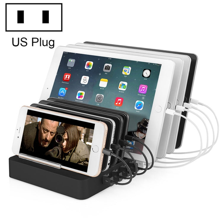 Caricabatterie intelligente X6 96W 2.4A 8 porte USB con cornice rimovibile, presa americana, US Plug Black, US Plug White