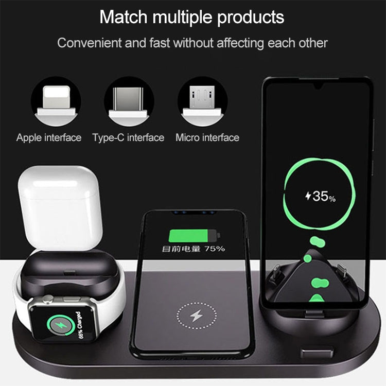 Caricabatterie Wireless Qi 10W 6 in 1 per smartphone