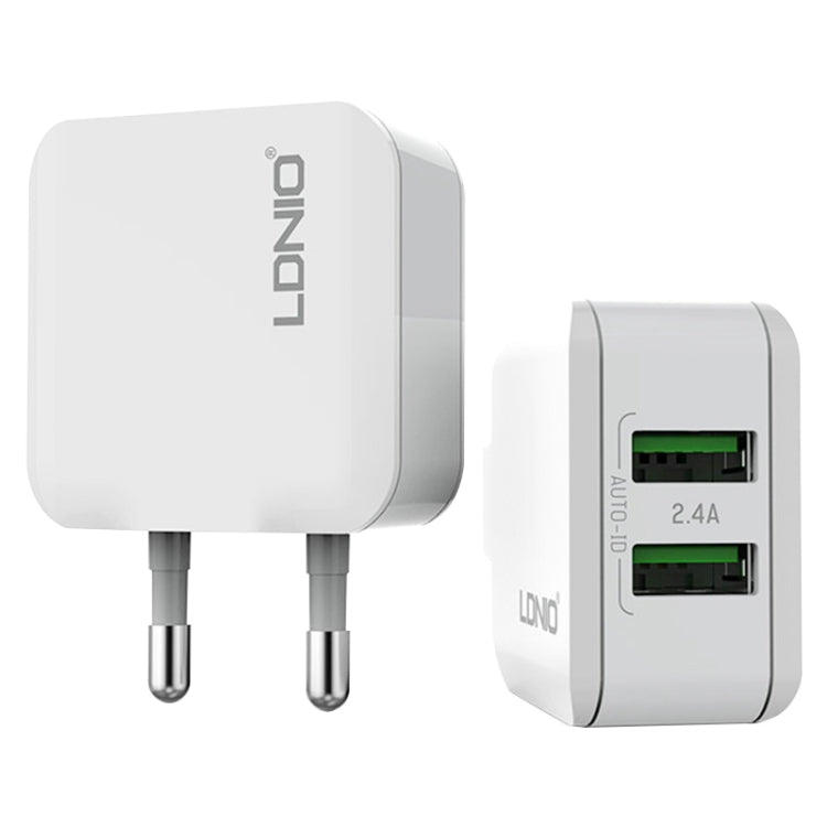 LDNIO A2201 Caricatore adattatore per telefono cellulare con ricarica diretta doppia USB 2.4A con cavo micro dati, Micro