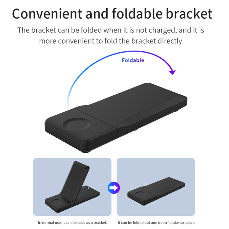 Caricabatterie wireless pieghevole portatile H6 3 in 1 per iPhone + iWatch + AirPods