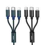 REMAX RC-131TH Cavo di ricarica da USB a 8 pin e USB-C/Tipo-C e micro USB 3 in 1 da 1 m 2,8 A