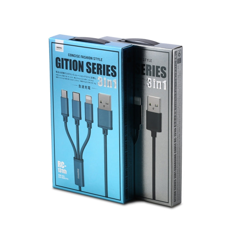 REMAX RC-131TH Cavo di ricarica da USB a 8 pin e USB-C/Tipo-C e micro USB 3 in 1 da 1 m 2,8 A