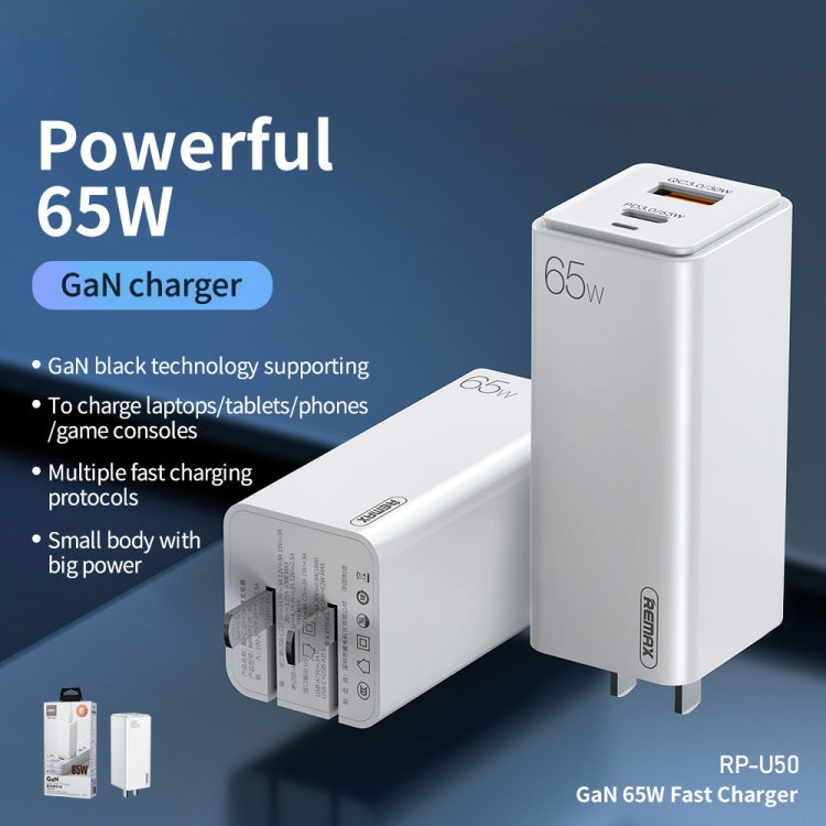 Caricatore rapido REMAX RP-U50 GaN 65W USB-C PD 3.0