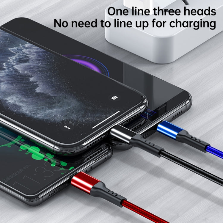 Cavo ricarica 3 in 1 USB A 8 pin Micro USB Type-C 1,2m