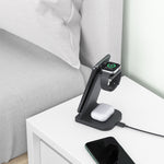 Caricabatterie wireless pieghevole 3 in 1 per iPhone e Apple Watc