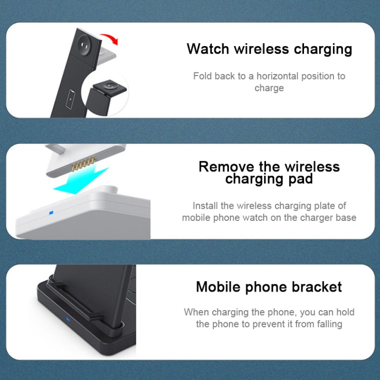 Caricabatterie wireless pieghevole 3 in 1 per iPhone e Apple Watc