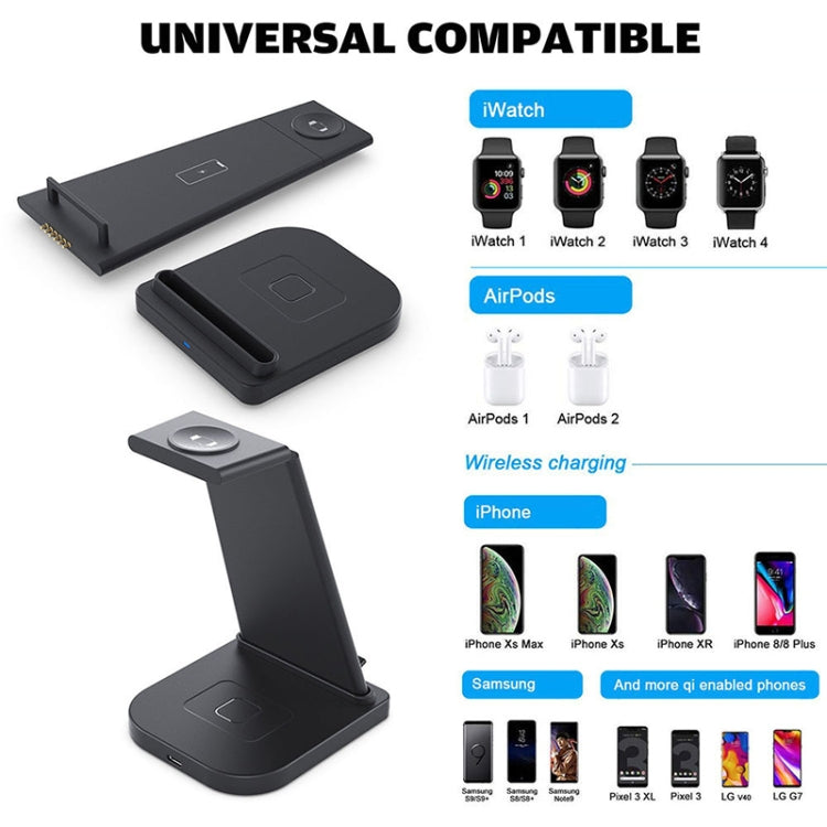 Caricabatterie wireless pieghevole 3 in 1 per iPhone e Apple Watc