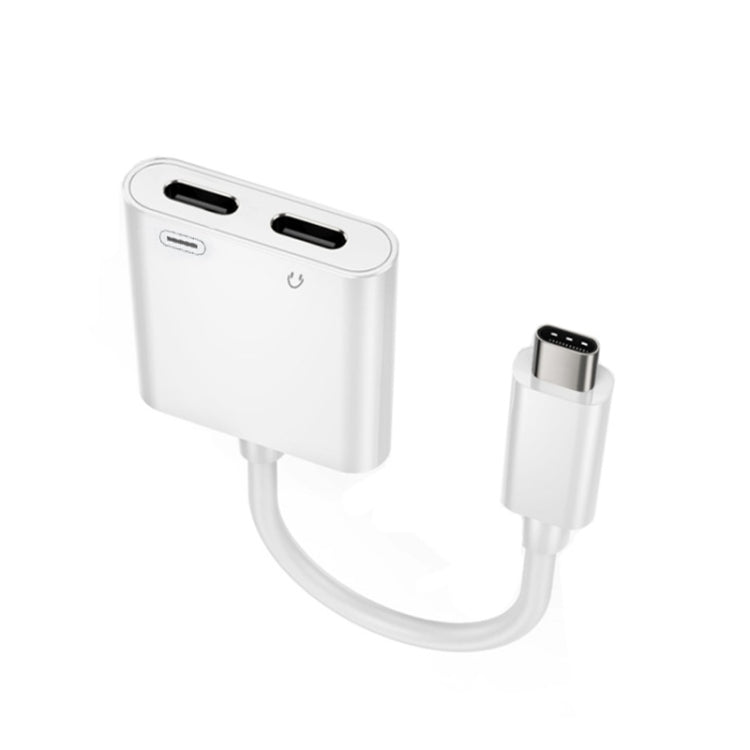 FT_AC42 2 in 1 18 W PD USB-C/tipo-C maschio a USB-C/audio tipo-C + adattatore audio femmina di ricarica USB-C/tipo-C