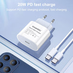 Caricatore USB-C 20W con presa americana compatibile Type-C