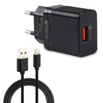 Caricatore da viaggio USB QC 3.0 18W con cavo dati 8 pin