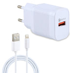 Caricatore da viaggio USB QC 3.0 18W con cavo dati 8 pin
