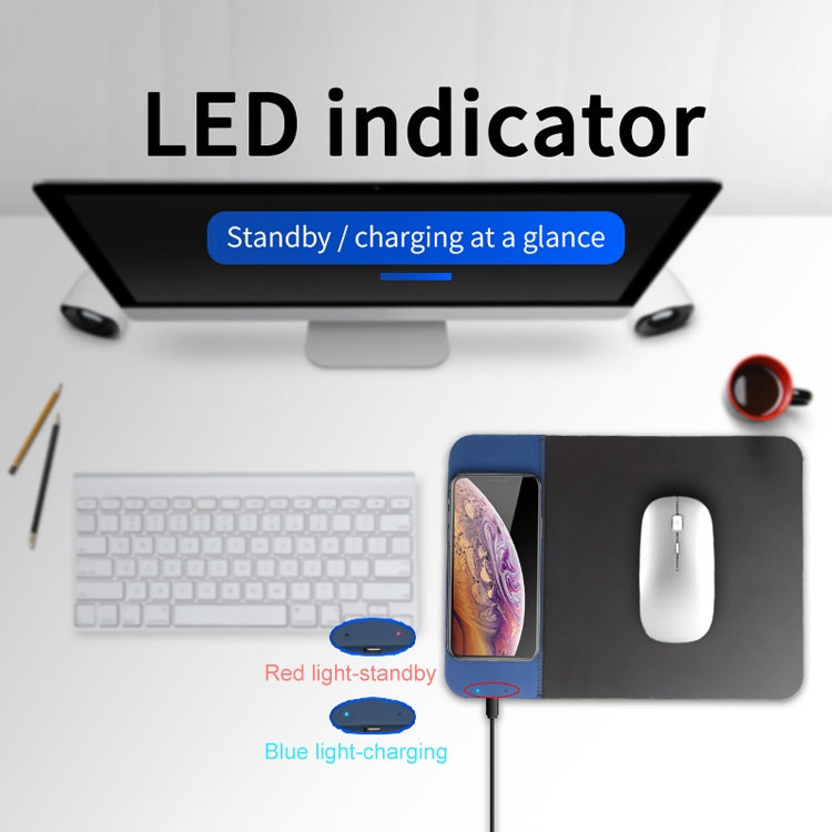 Tappetino per mouse con caricabatterie wireless QI 26x19 cm