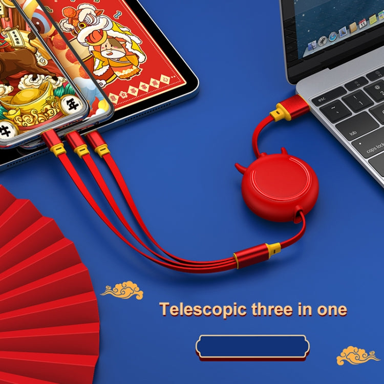 Cavo USB 3 in 1 retrattile 1,2 m per iPhone e USB-C