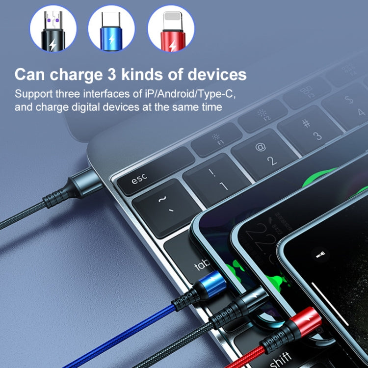 Cavo 3 in 1 USB Ricarica Rapida 1,2 m per smartphone