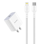 awei PD5 PD 20W Caricatore da viaggio a ricarica rapida Adattatore di alimentazione con cavo Type-C / USB-C a 8 pin, presa americana