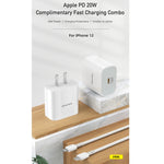 awei PD5 PD 20W Caricatore da viaggio a ricarica rapida Adattatore di alimentazione con cavo Type-C / USB-C a 8 pin, presa americana