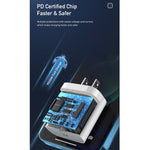 awei PD5 PD 20W Caricatore da viaggio a ricarica rapida Adattatore di alimentazione con cavo Type-C / USB-C a 8 pin, presa americana