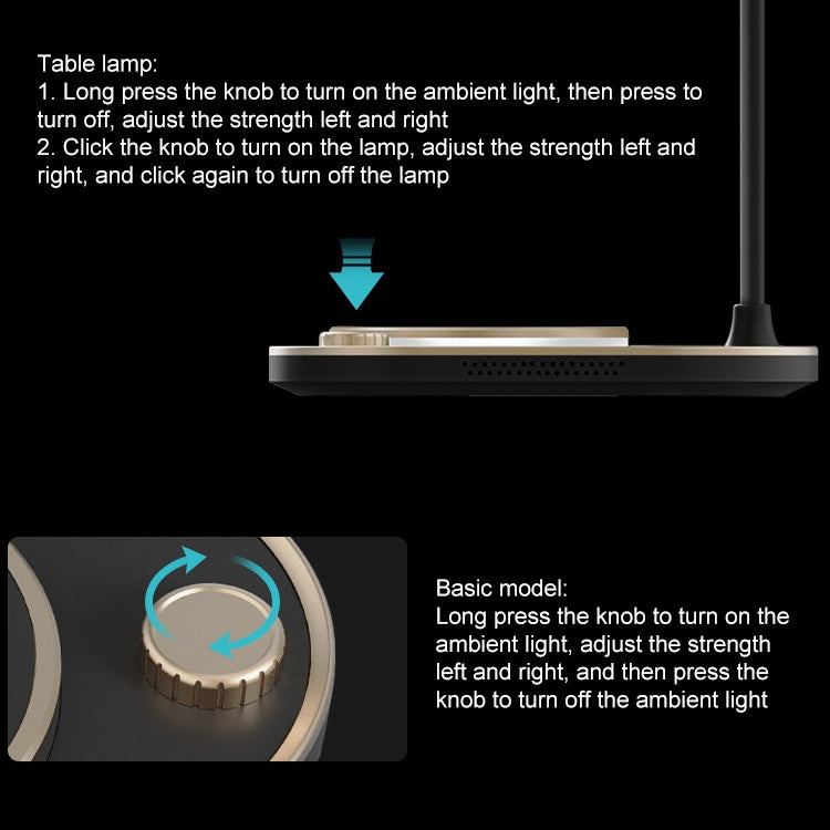 Caricabatterie wireless 15W 3 in 1 con lampada da tavolo
