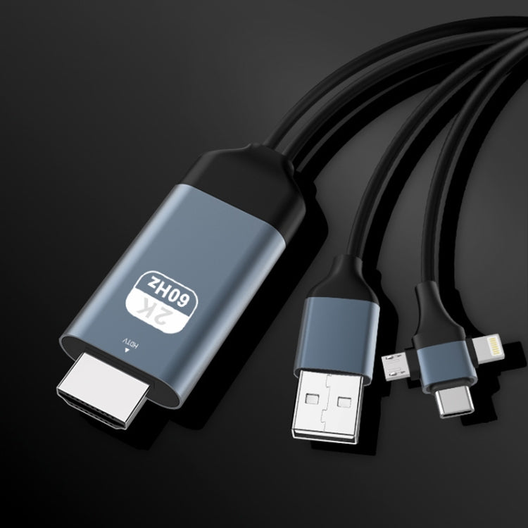 Cavo 3 in 1 HDMI 8 pin, Micro USB, USB-C 2m